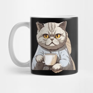 British Shorthair Cat Drinking Coffee Mug